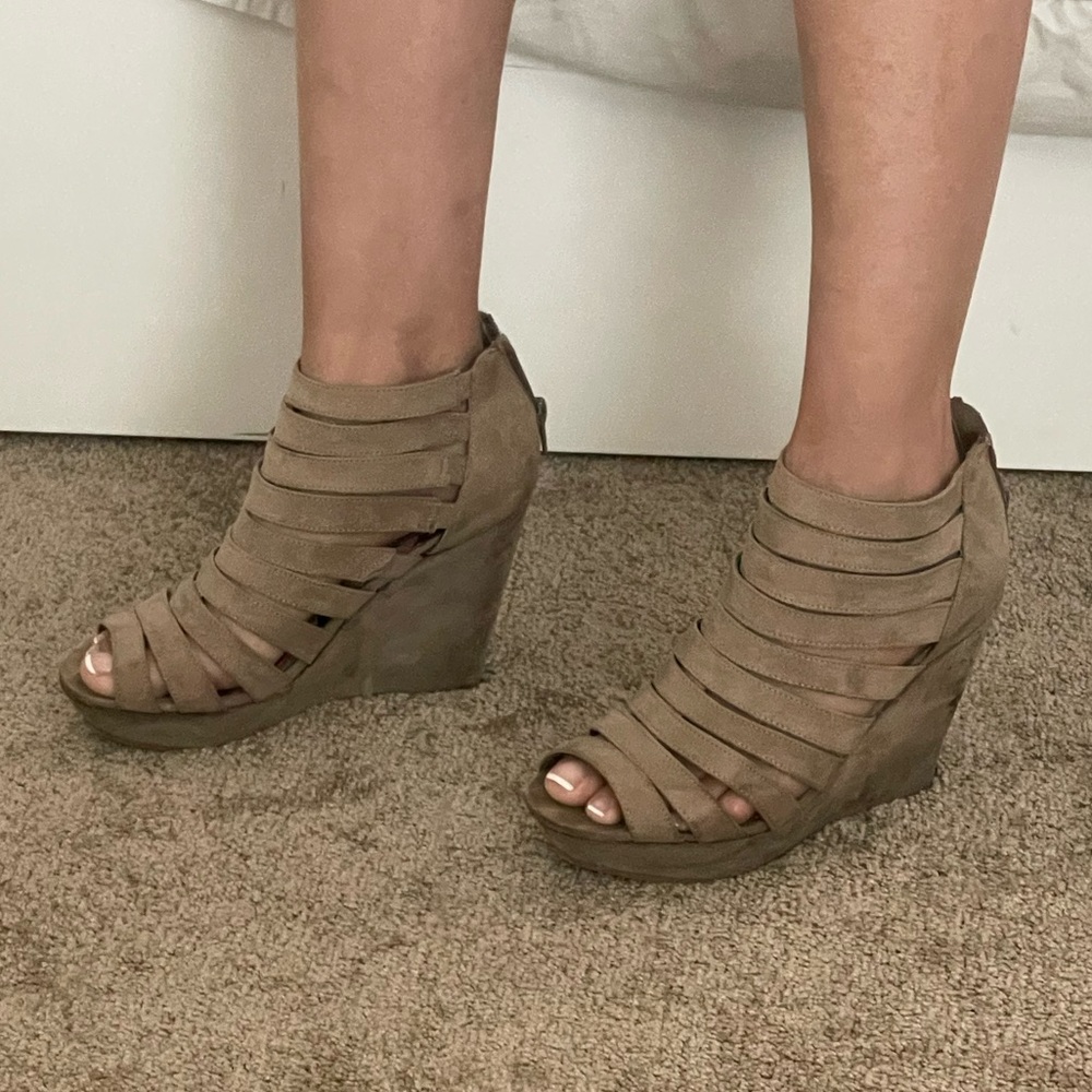 Madden Girl Taupe Wedges